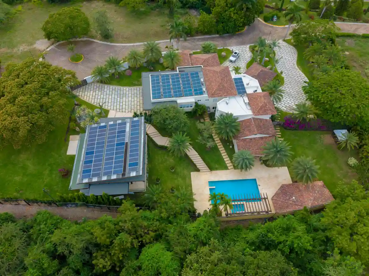 Country house with solar panels